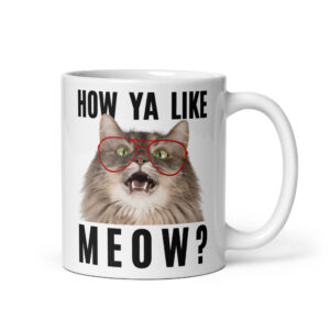 ‘How Ya Like Meow?’ Cat with Glasses Coffee Mug