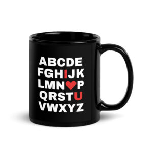 Ed Sheeran ABCD I LOVE YOU (I heart U) Alphabet Black Coffee Mug