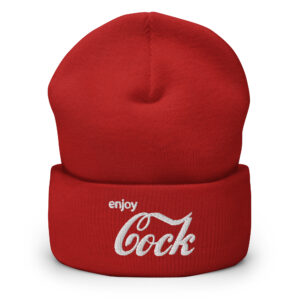 Enjoy Cock beanie hat (embroidered) | Coca Cola Font Logo Parody