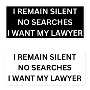 I REMAIN SILENT NO SEARCHES I WANT MY LAWYER Sticker Pack (Black & White)