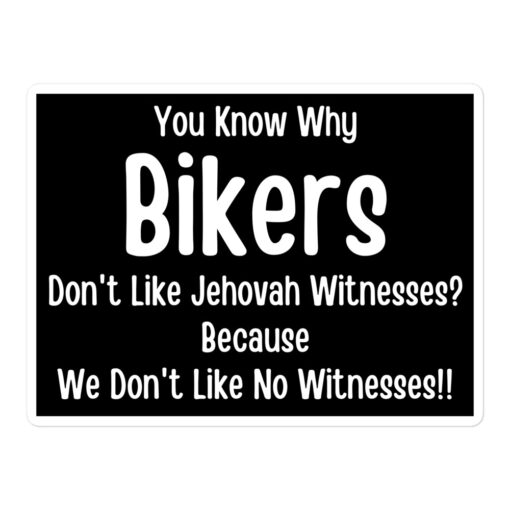 Outlaw Biker Joke sticker | Jehovah Witnesses - PYGear.com