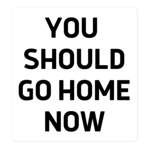 YOU SHOULD GO HOME NOW Sticker