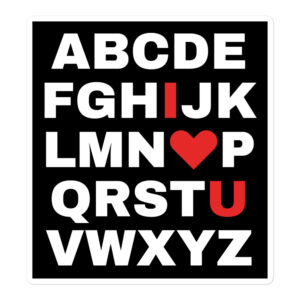 Ed Sheeran ABCD I Love U Alphabet Sticker