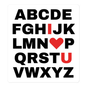 ABCDE I LOVE U Alphabet Sticker