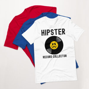 HIPSTER Record Collector - Vinyl Happy Face Hipster Mustache and Glasses t-shirt