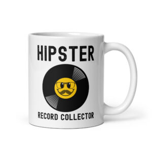 HIPSTER Record Collector – Vinyl Happy Face Hipster Mustache and Glasses coffee mug