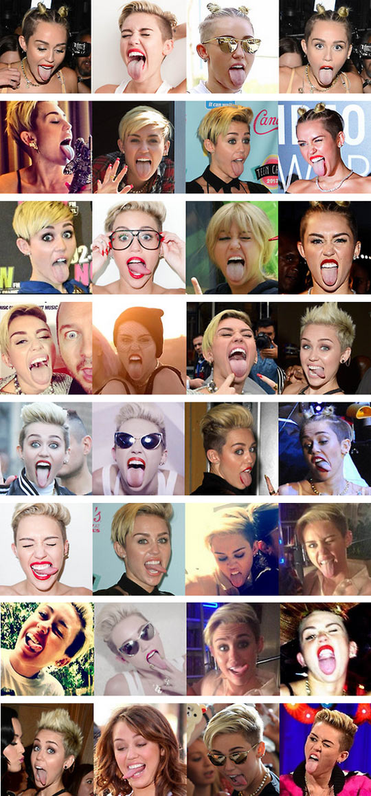Miley Cyrus tongue over the years