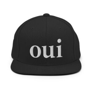 OUI (in white letters) Flat Brim Hat (Embroidered)
