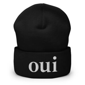 OUI (in white letters) Cuffed Beanie (Embroidered)