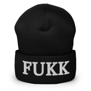 ‘FUKK’ embroidered beanie hat