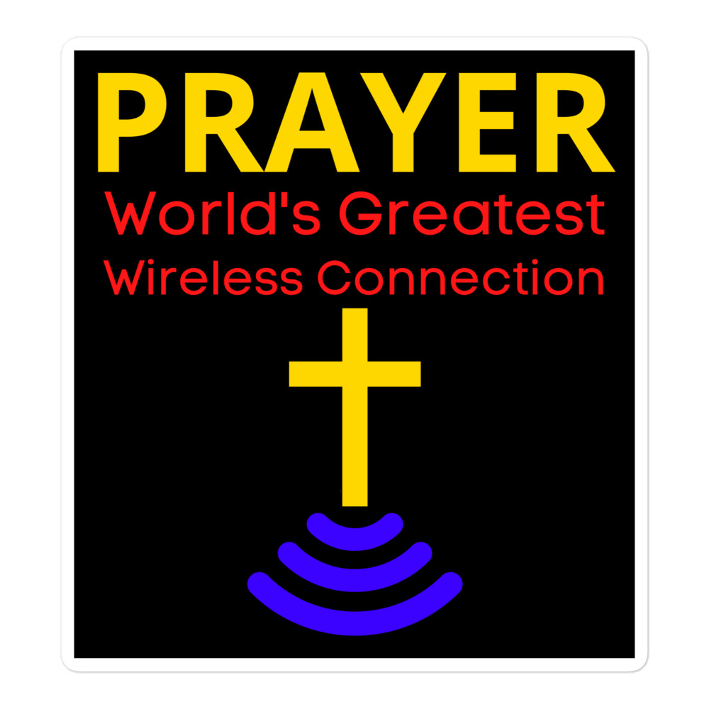 Prayer World’s Greatest Wireless Connection | Wireless Christian Cross sticker