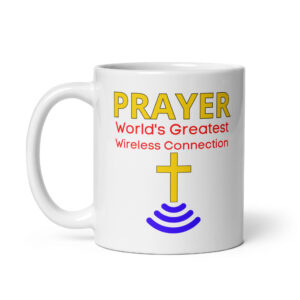 Prayer World’s Greatest Wireless Connection | Wireless Cross Mug