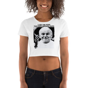 Alternative view of I Like The Pope The Pope Smokes Dope Crop Top Tee