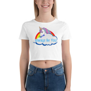Central Intelligence Unicorn Rainbow Cloud Women’s Crop Tee