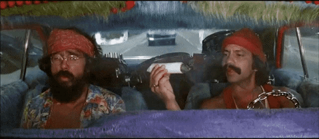 Cheech and Chong smoking giant joint