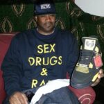 Ghostface Killah wearing Sex Drugs & Rap sweatshirt