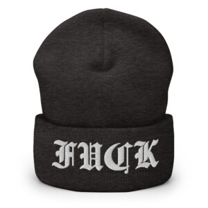 FUCK (Goth Font) Beanie Hat Embroidered - Image 3