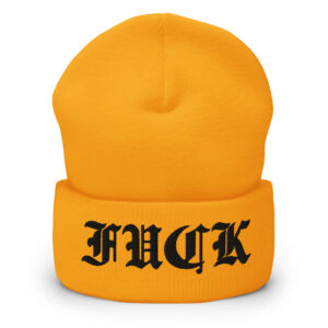 FUCK (Black Goth Font) Beanie Hat Embroidered - Image 4