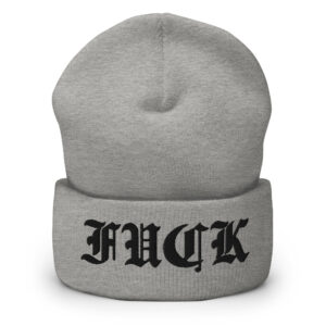 FUCK (Black Goth Font) Beanie Hat Embroidered - Image 3