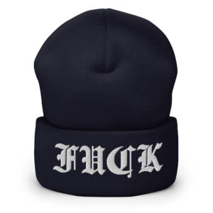 Alternative view of FUCK (Goth Font) Beanie Hat Embroidered