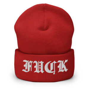FUCK (Goth Font) Beanie Hat Embroidered - Image 4