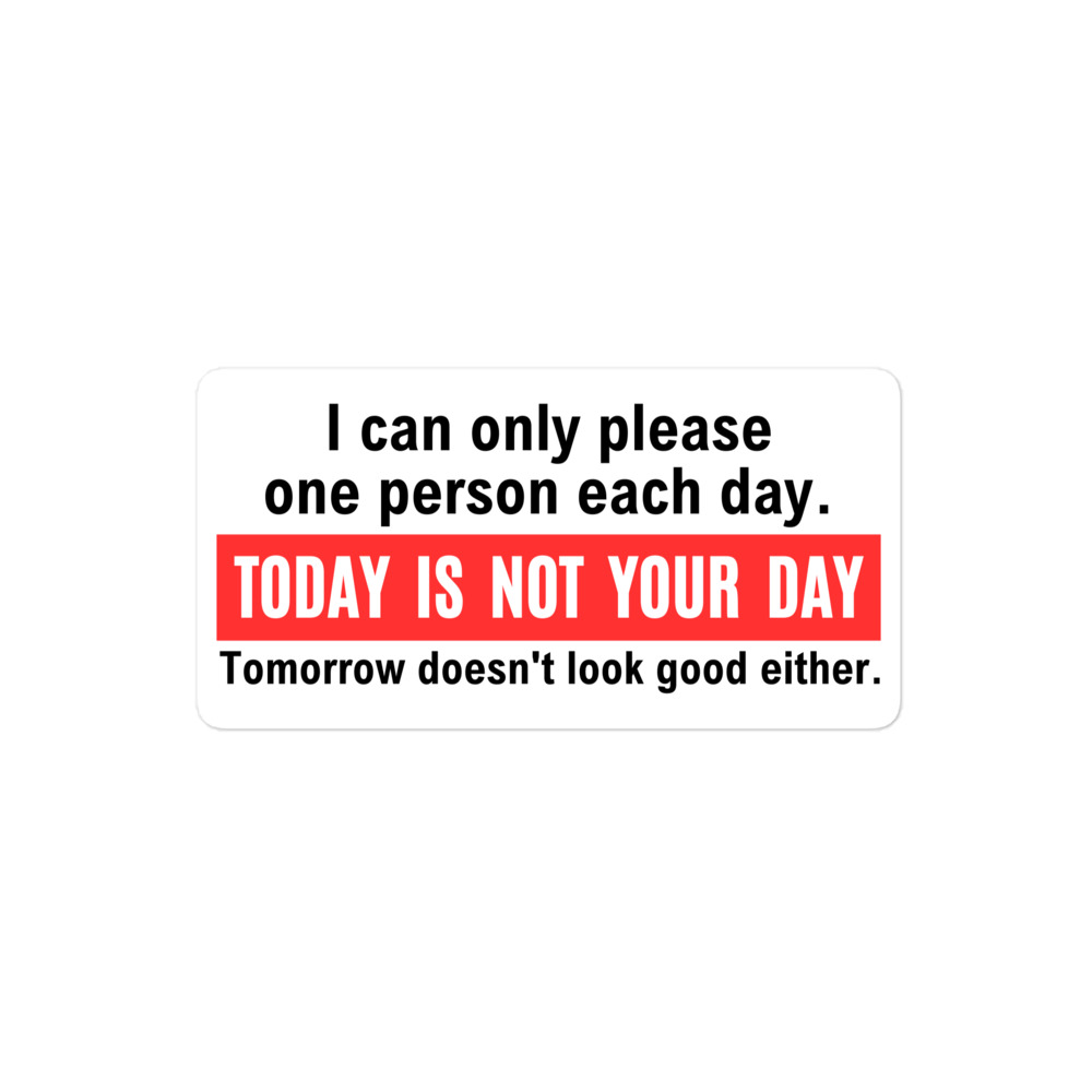 I Can Only Please One Person Each Day. Today Is Not Your Day sticker - Image 3