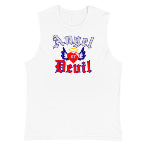 ANGEL or DEVIL Heart Halo Angel Wings Muscle Shirt