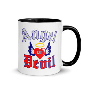 ANGEL or DEVIL Heart Halo Angel Wings Mug with Color Inside