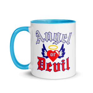 ANGEL or DEVIL Heart Halo Angel Wings Mug with Color Inside - Image 12