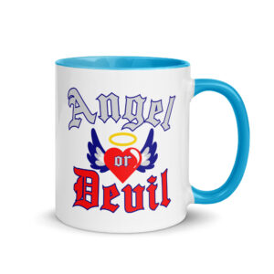 ANGEL or DEVIL Heart Halo Angel Wings Mug with Color Inside - Image 10