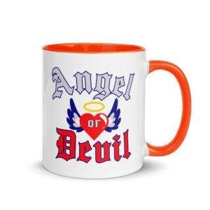 ANGEL or DEVIL Heart Halo Angel Wings Mug with Color Inside - Image 7