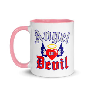 ANGEL or DEVIL Heart Halo Angel Wings Mug with Color Inside - Image 15