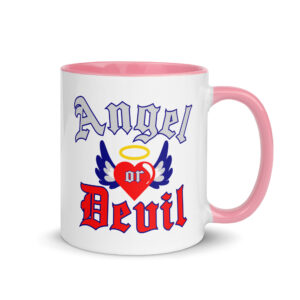 ANGEL or DEVIL Heart Halo Angel Wings Mug with Color Inside - Image 13