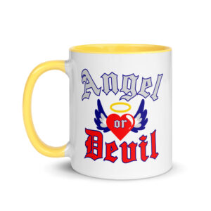 ANGEL or DEVIL Heart Halo Angel Wings Mug with Color Inside - Image 18