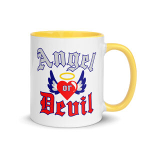 ANGEL or DEVIL Heart Halo Angel Wings Mug with Color Inside - Image 16