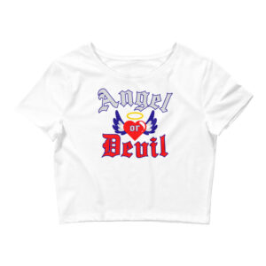 ANGEL or DEVIL Heart Halo Angel Wings Crop Top Tee