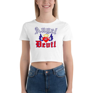 Alternative view of ANGEL or DEVIL Heart Halo Angel Wings Crop Top Tee