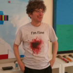 I'm fine bullet wound t-shirt as worn by James Altrucher