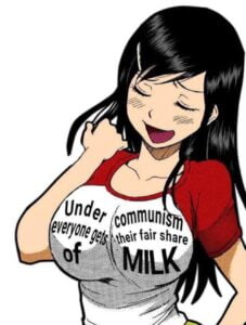 Under communism everyone gets their fair share of MILK big tits t-shirt