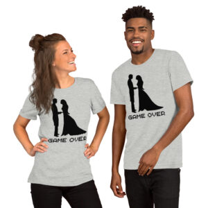 Wedding equals GAME OVER (Groom and Bride) couple matching t-shirt