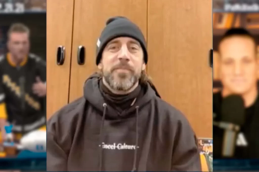 Aaron Rodgers wears anti Cancel Culture hoodie on Pat McAfee show
