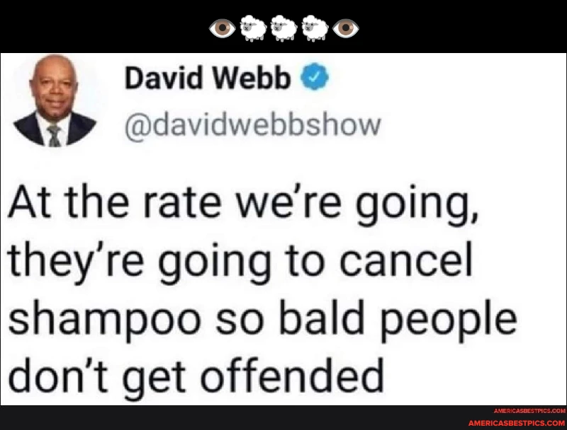 Cancel shampoo so bald people don't get offended - David Webb tweet