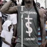 Jesus Saves I Spend shirt as worn by Lil Wayne