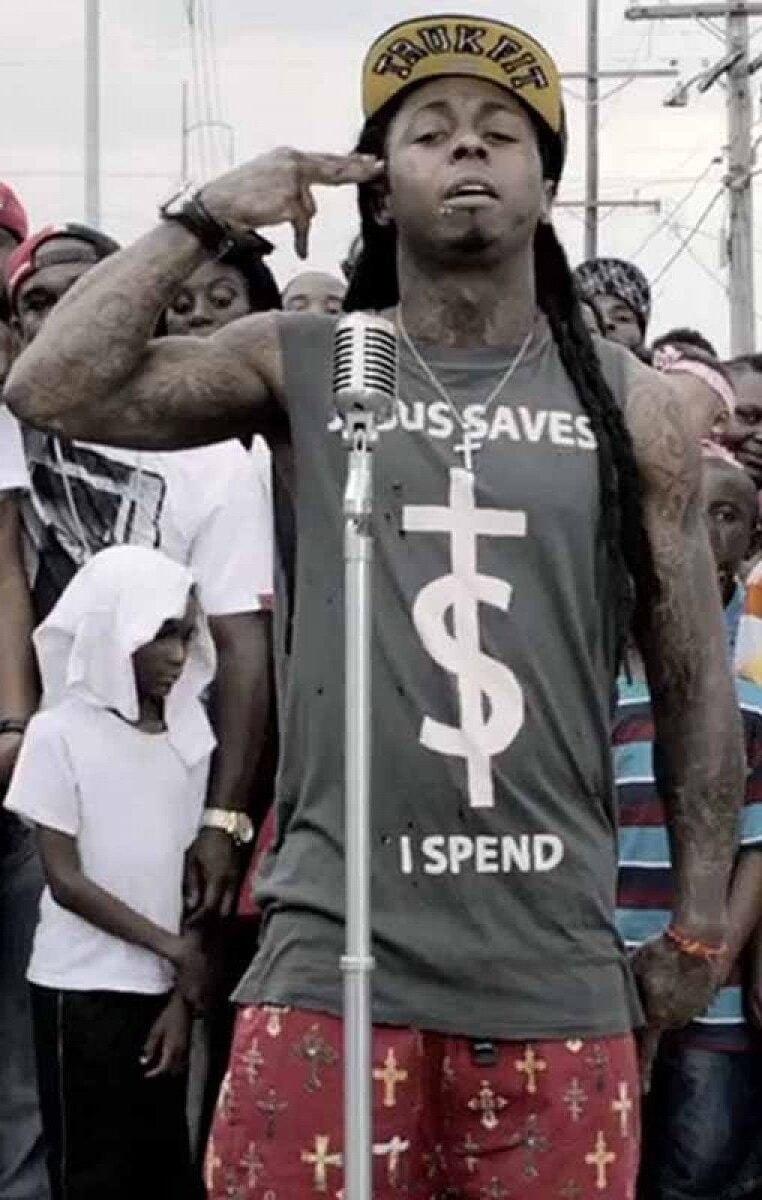 Jesus Saves I Spend shirt as worn by Lil Wayne