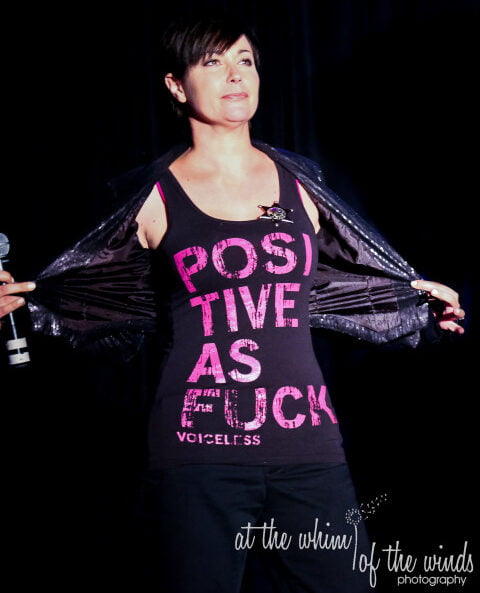 Kim Rhodes POSITIVE as FUCK voiceless shirt