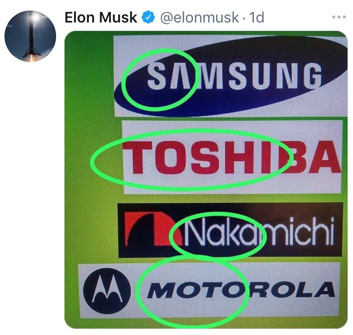 SAmsung TOSHIba NAKAmichi MOTOrola - Satoshi Nakamoto Elon Musk theory