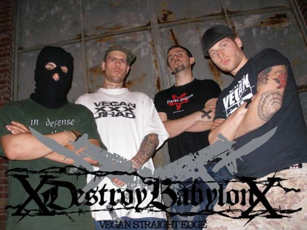 Militant vegan straight edge hardcore / metalcore band xDestroy Babylonx (Italy)
