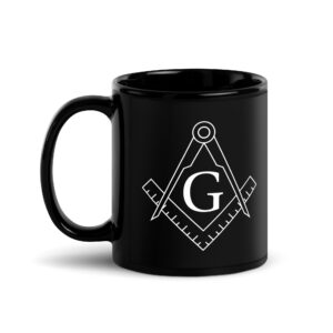 Freemasonry Square & Compass logo Black coffee mug