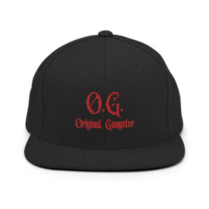 O.G. Original Gangster (in scarlet red letters) Flat Brim Hat