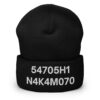 54705H1 N4K4M070 (Satoshi Nakamoto) Embroidered Beanie